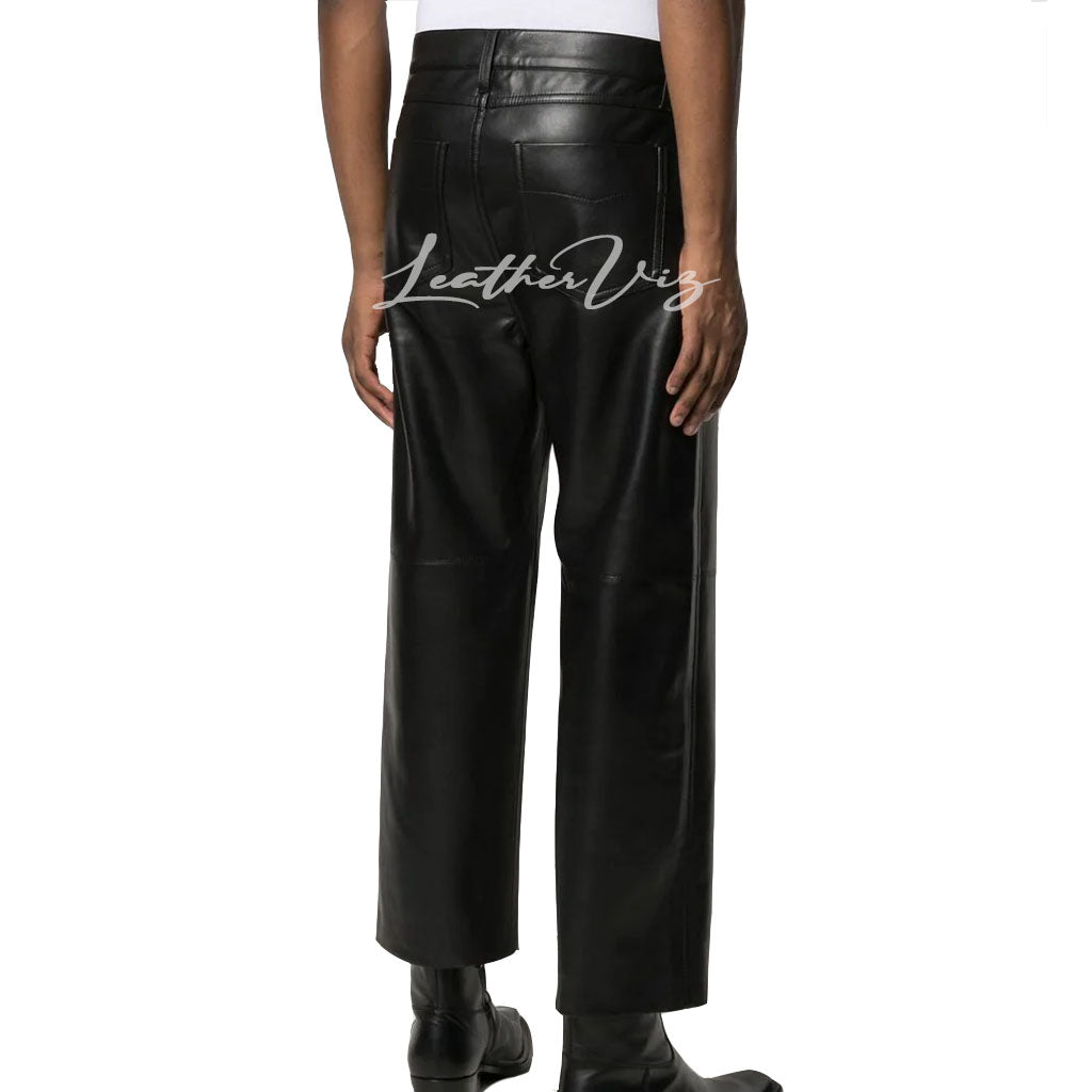 STRAIGHT-LEG MEN LEATHER TROUSERS