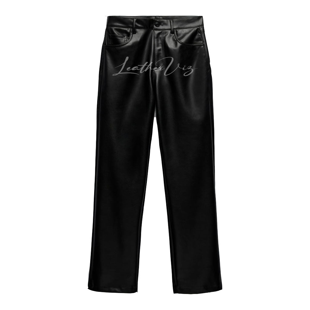 STRAIGHT FIT WOMEN LEATHER TROUSERS
