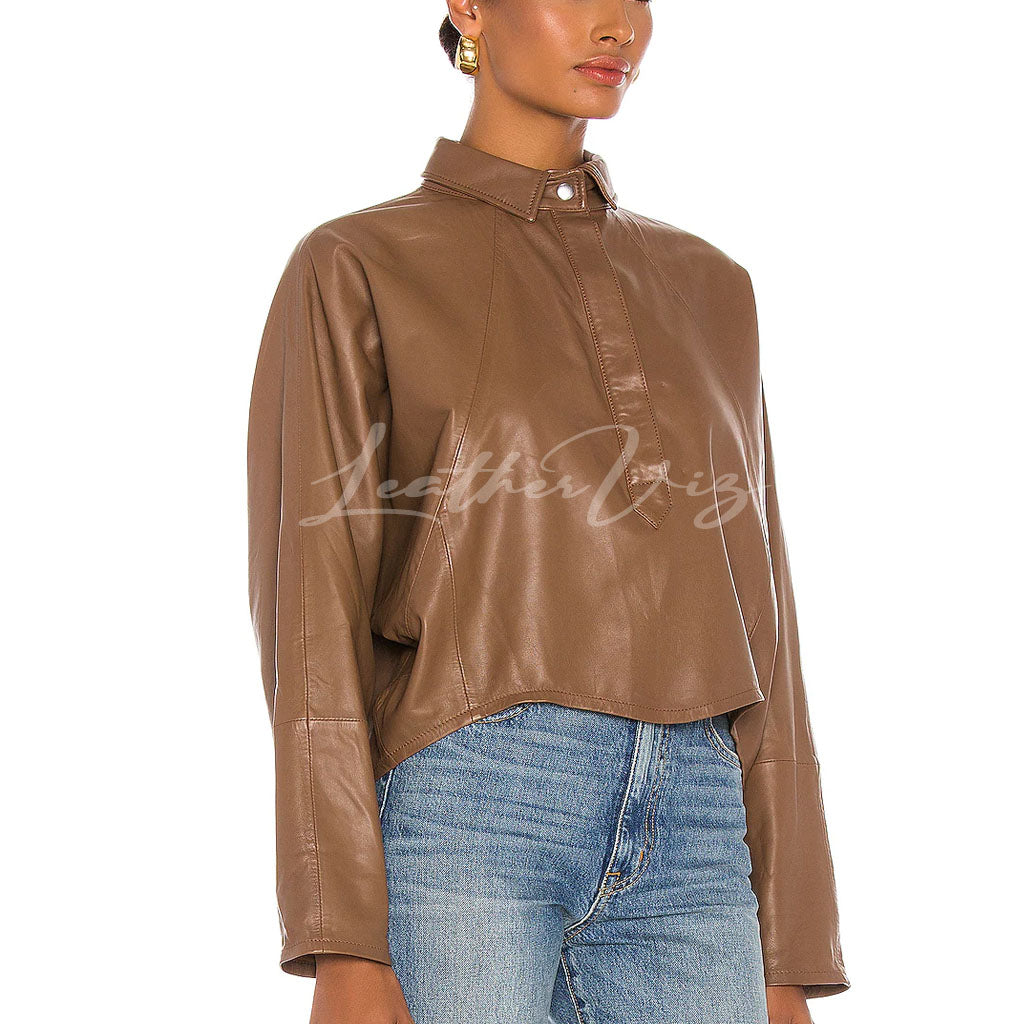 STYLISH LEATHER TUNIC TOP FOR WOMEN