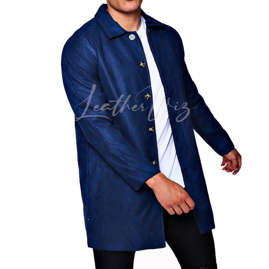 SUEDE LEATHER MEN TRENCH COAT