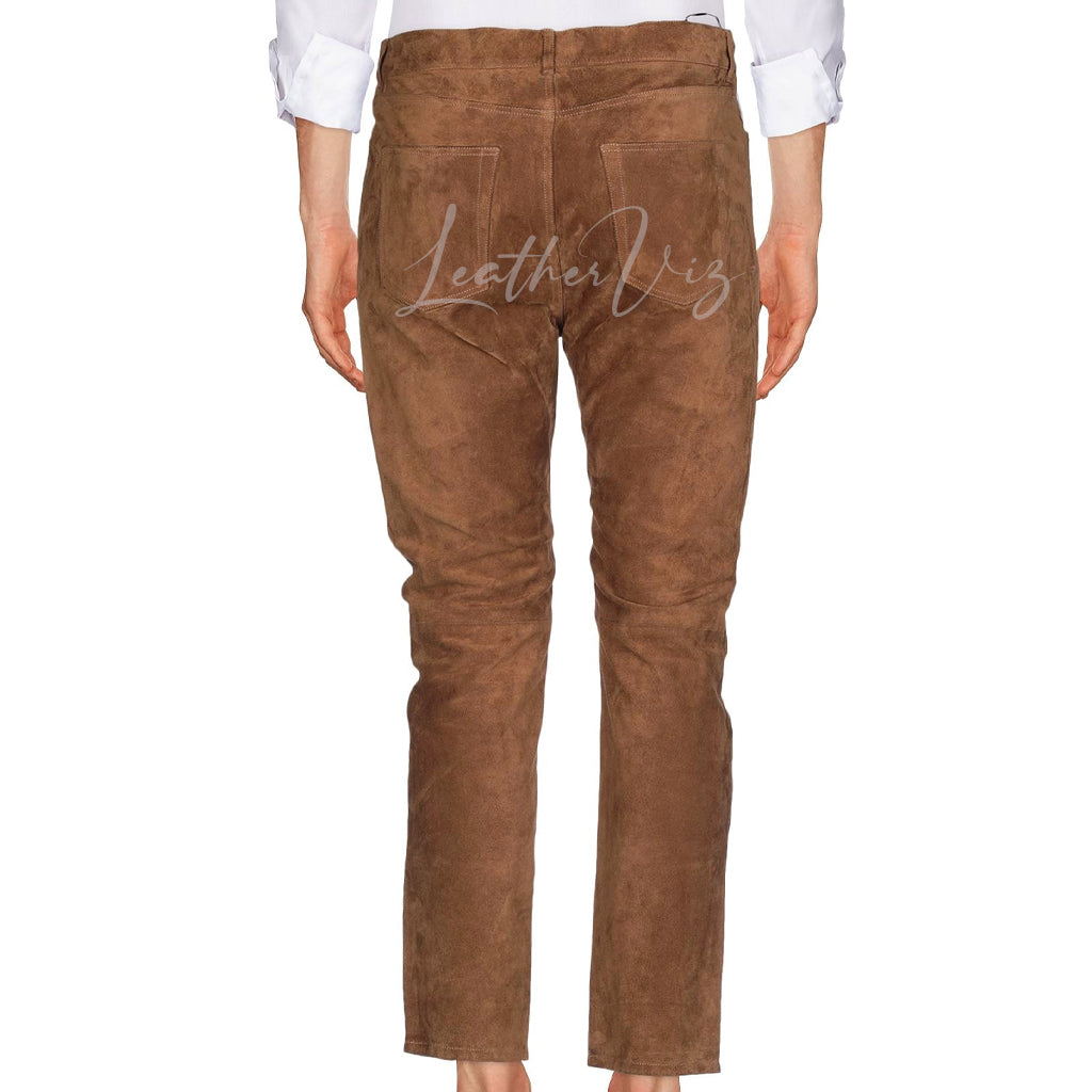 TAPERED LEG SUEDE LEATHER TROUSER FOR MEN