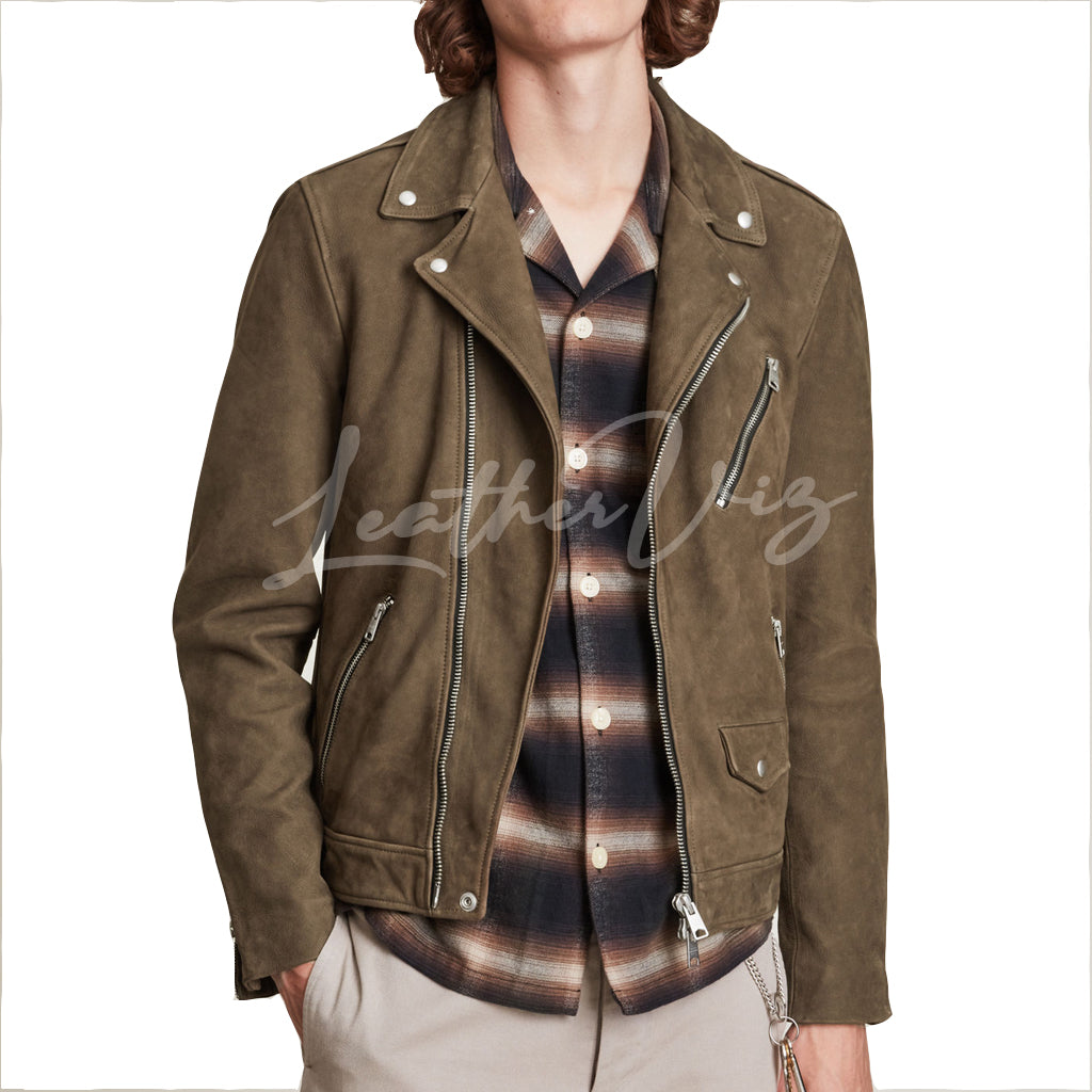 TRENDING SUEDE LEATHER MEN BIKER JACKET