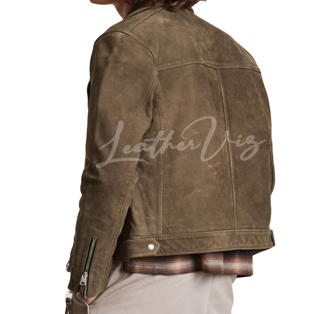 TRENDING SUEDE LEATHER MEN BIKER JACKET