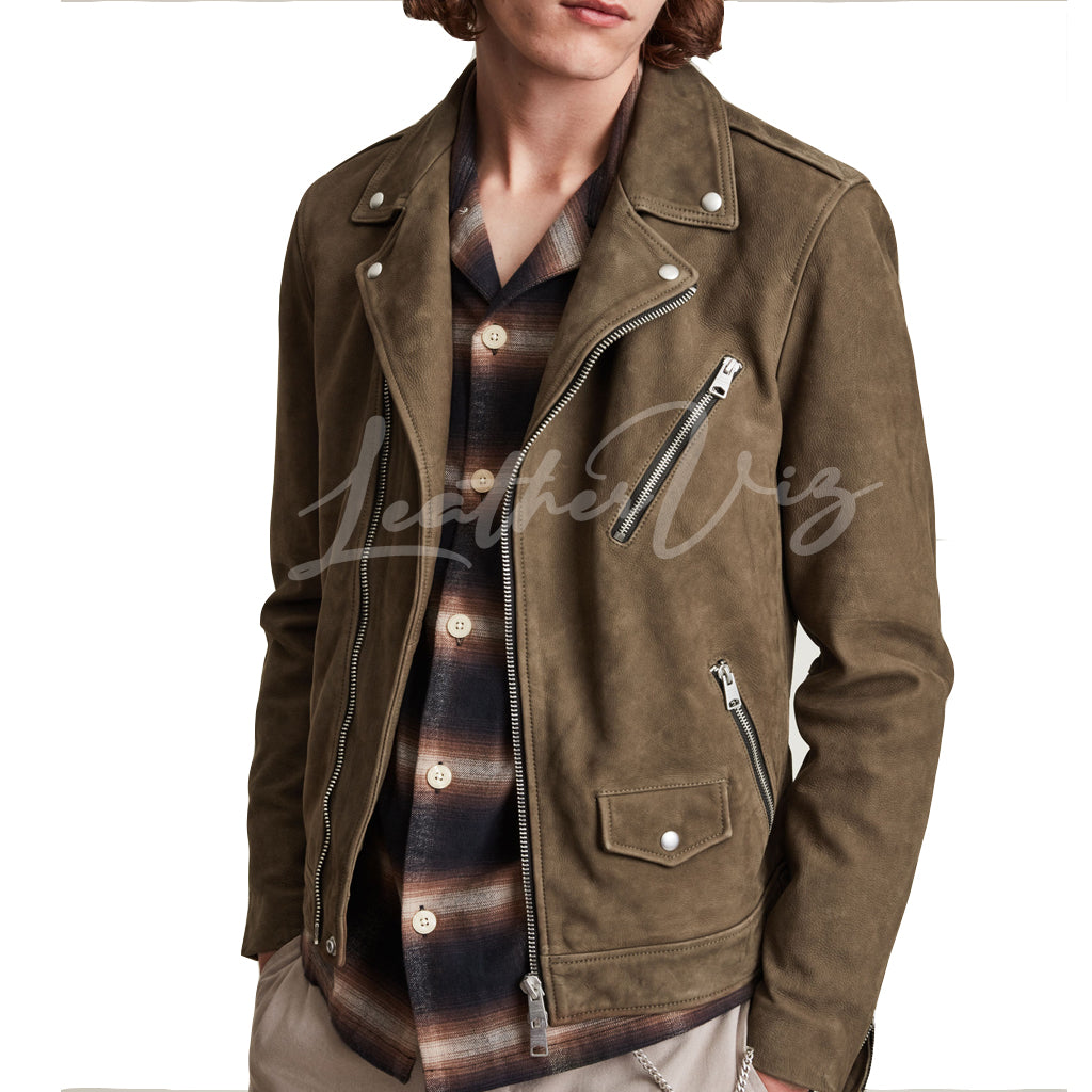 TRENDING SUEDE LEATHER MEN BIKER JACKET