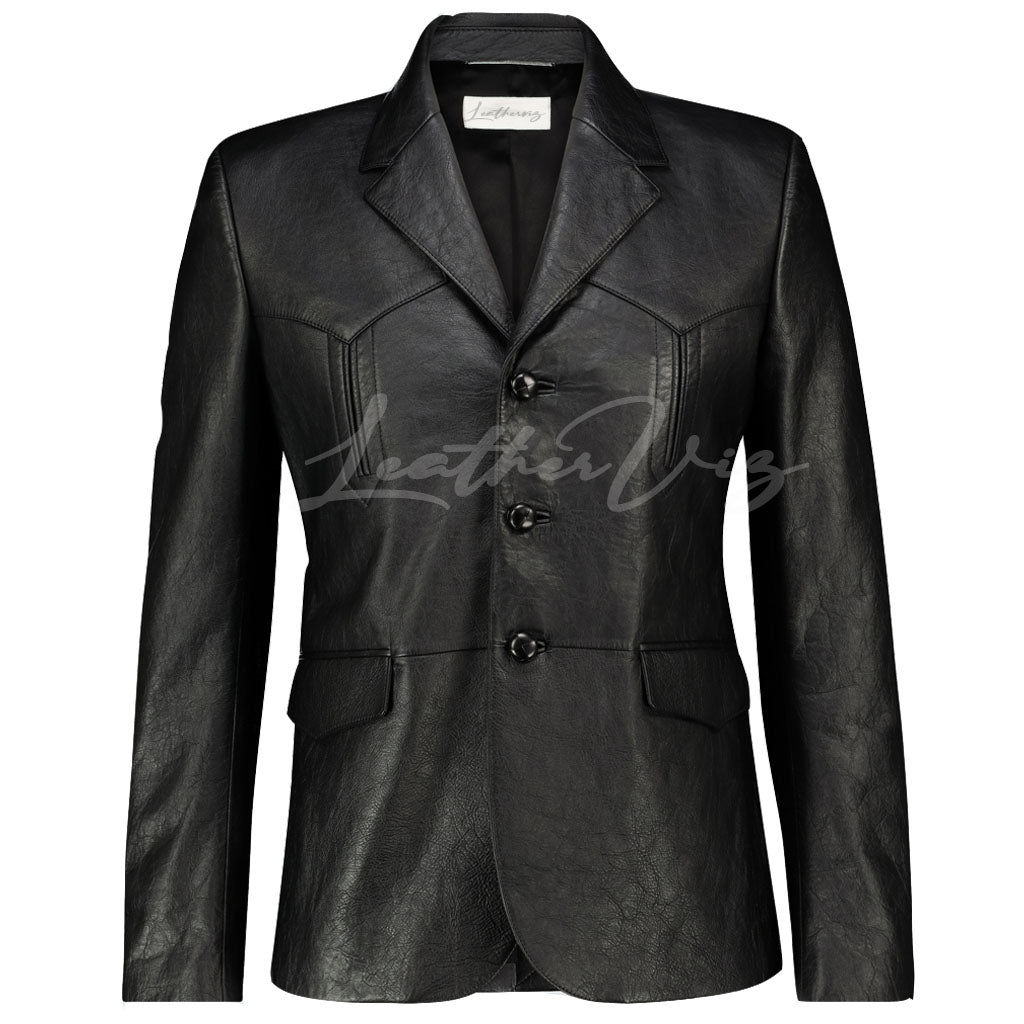 TRENDY STYLE SLIM-FIT MEN LEATHER BLAZER