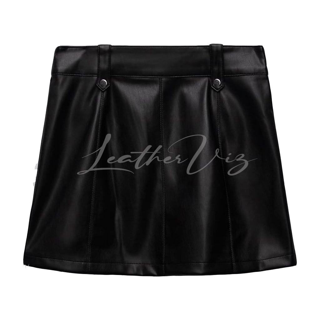 WOMEN BIKER MINI LEATHER SKIRT