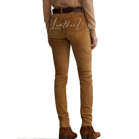 WOMEN SUEDE LEATHER CORPORATE TROUSERS