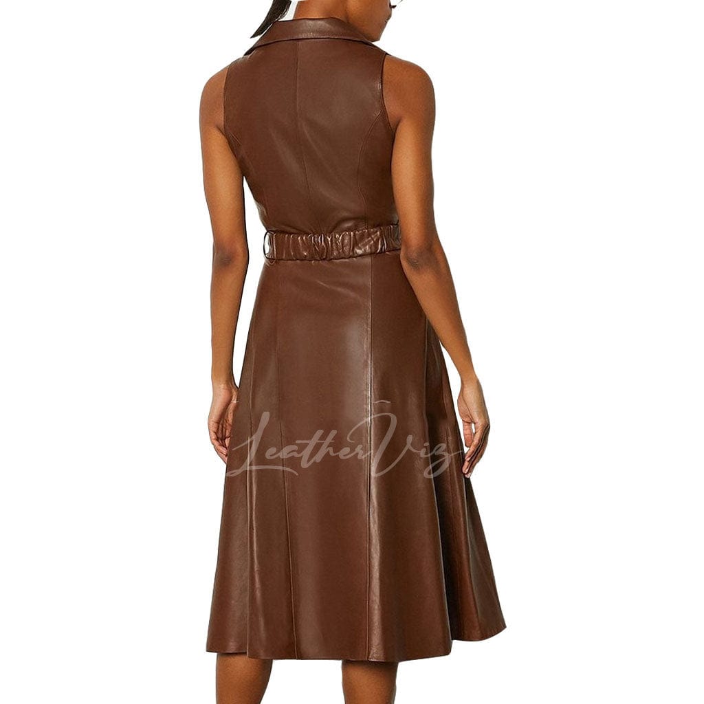 WRAP STYLE CORPORATE WEAR BELTED LEATHER DRESS