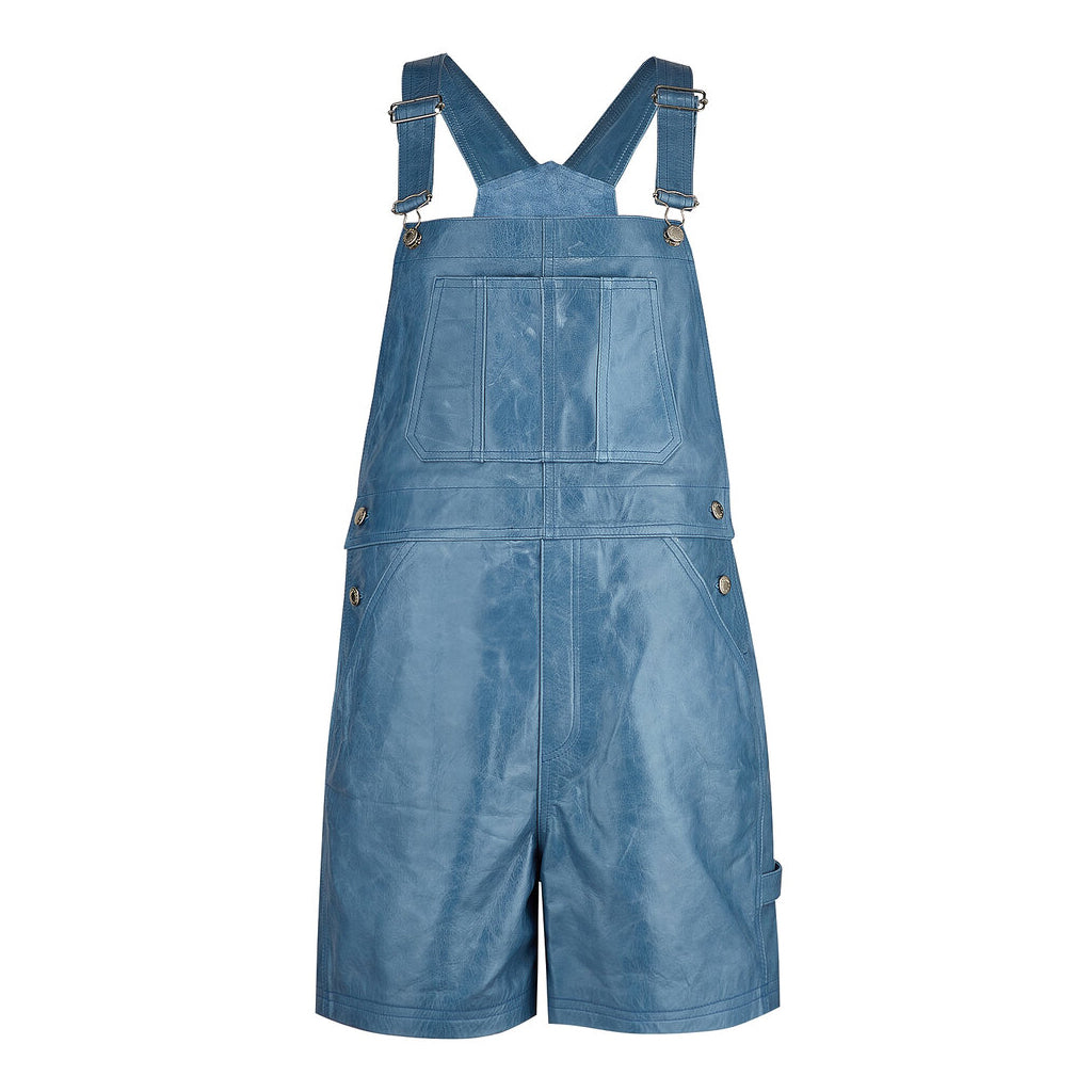 Women Blue Leather Dungaree