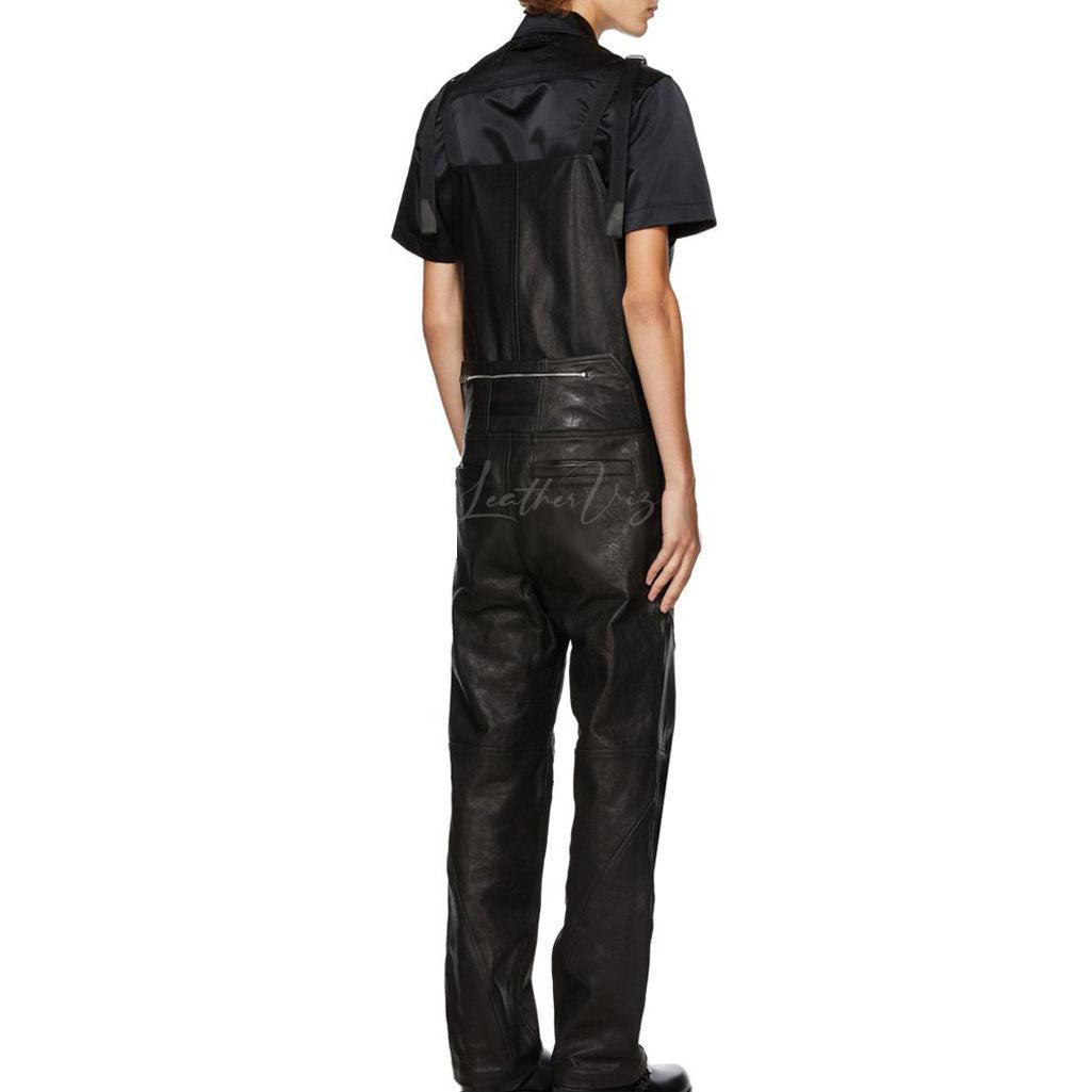 Classic Black Leather Jumpsuit for men