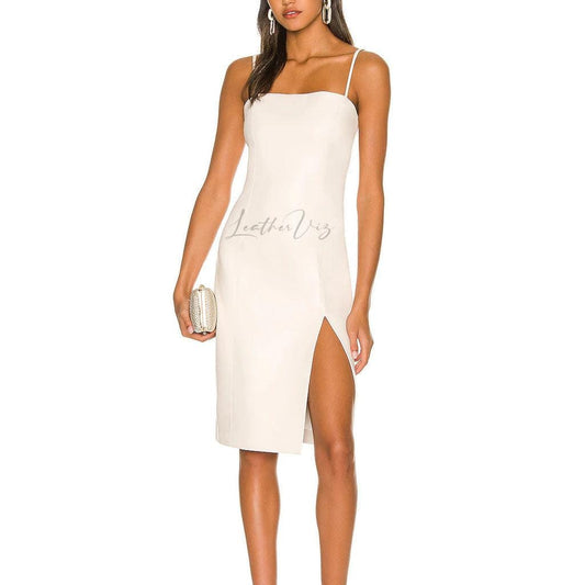WHITE BRIDAL LEATHER DRESS FOR VALENTINE’S DAY - Image #1