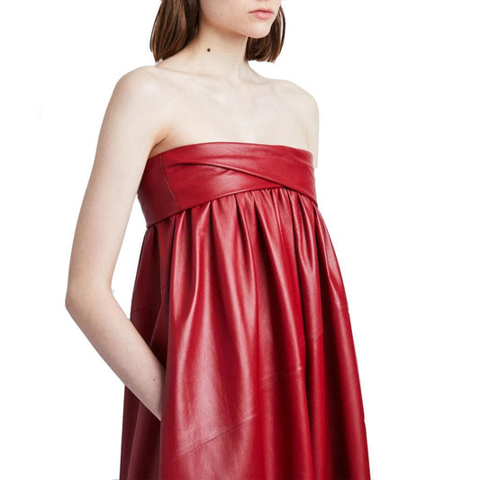 Faux Leather Strapless Red Leather Gown Red Leather Wedding Gown Australia - Image #2
