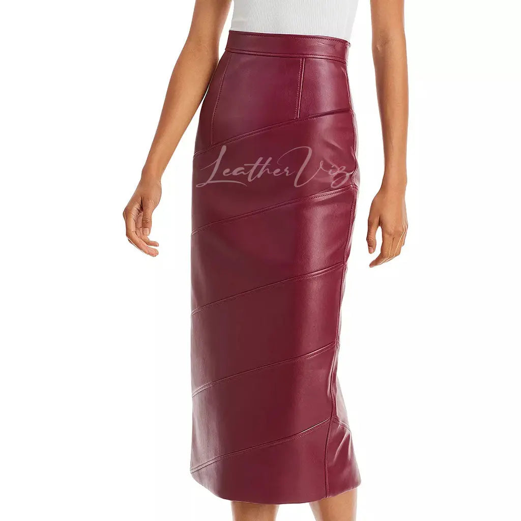 PENCIL SILHOUETTE LEATHER SKIRT
