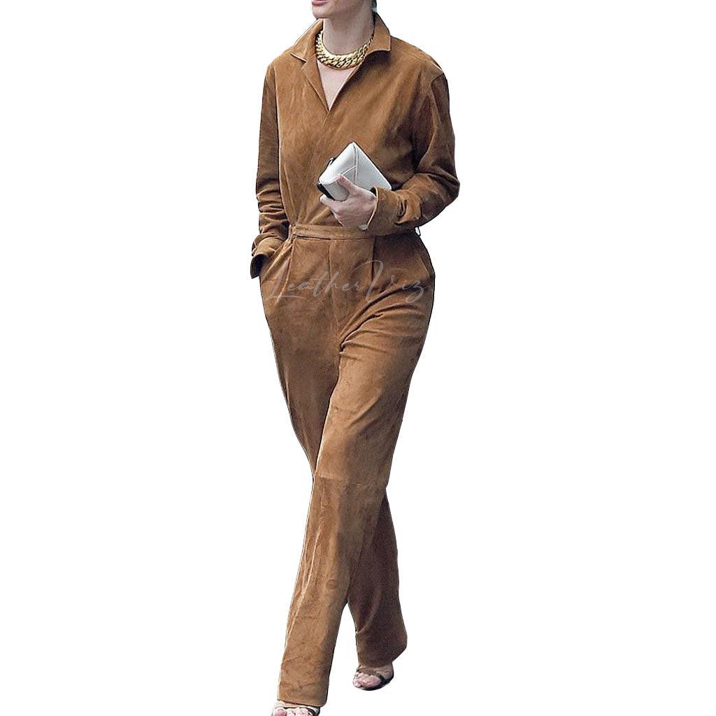 100% SUEDE WOMENs CORPORATE LEATHER JUMPSUITS