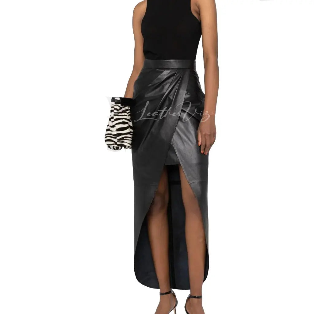 draped style leather skirt