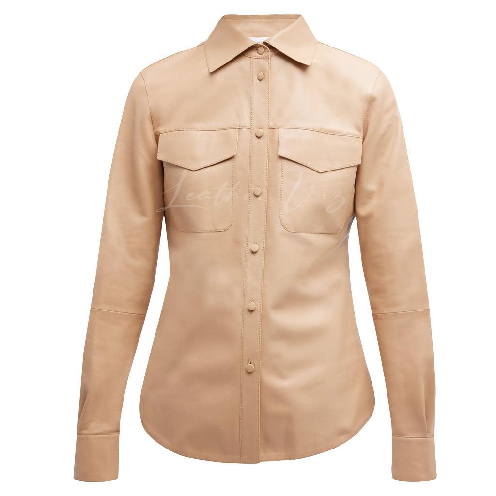 CORPORATE WOMEN LEATHER SHIRT - Image #4