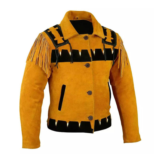 Suede Leather Men Carnival Cowboy Jacket - Image #1