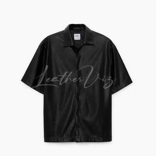 RELAXED FIT  MEN LEATHER SHIRT - Image #2