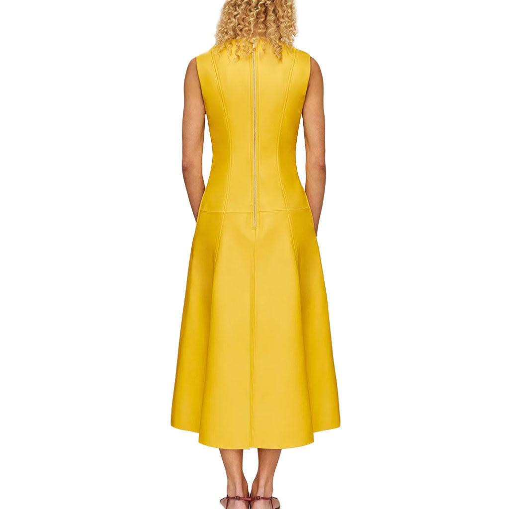 Sunshine Leather Flared Midi Dress For Women - Image #3