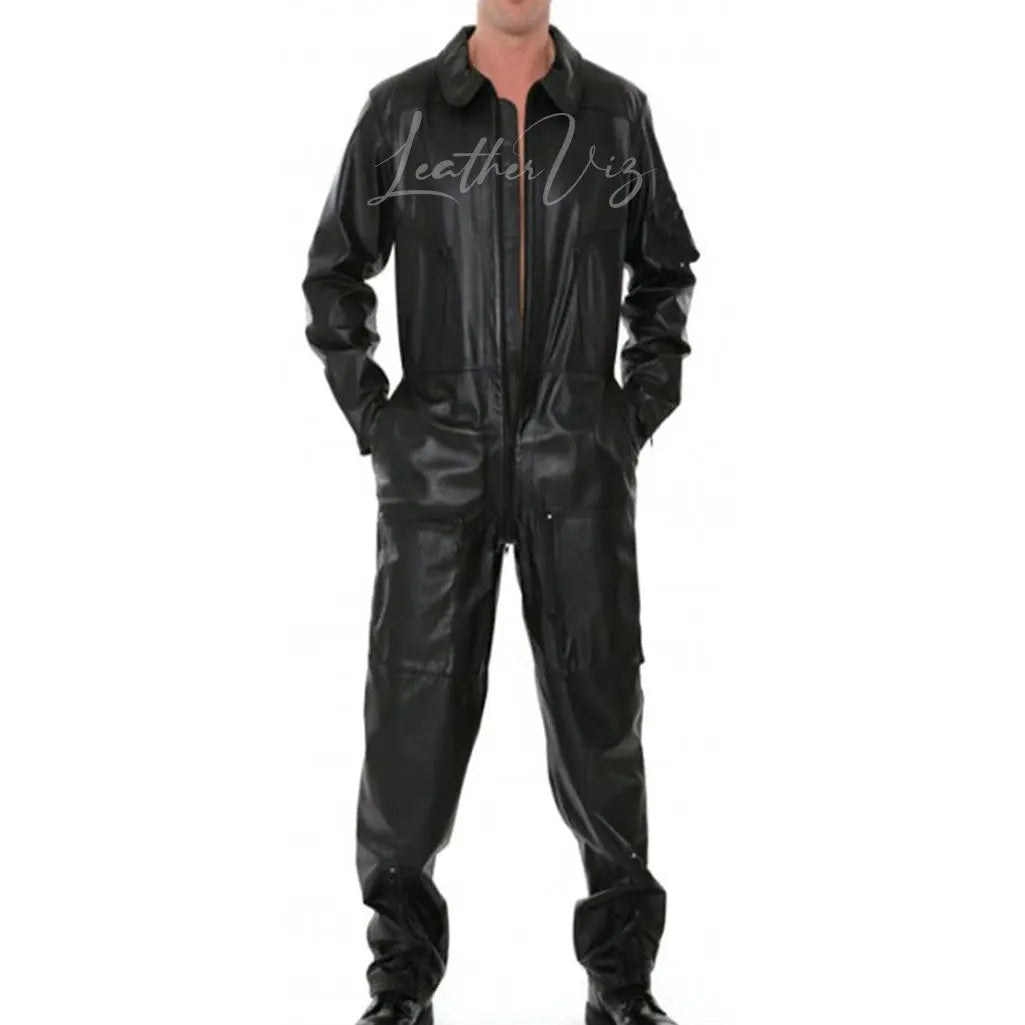 Classic style men leather overall