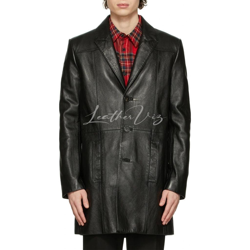 CLASSIC STYLE LONG LEATHER COAT FOR MEN - Image #1