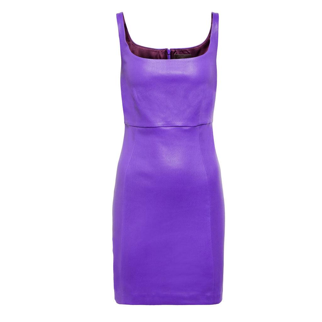 Pretty Purple Mini Leather Dress - Image #2