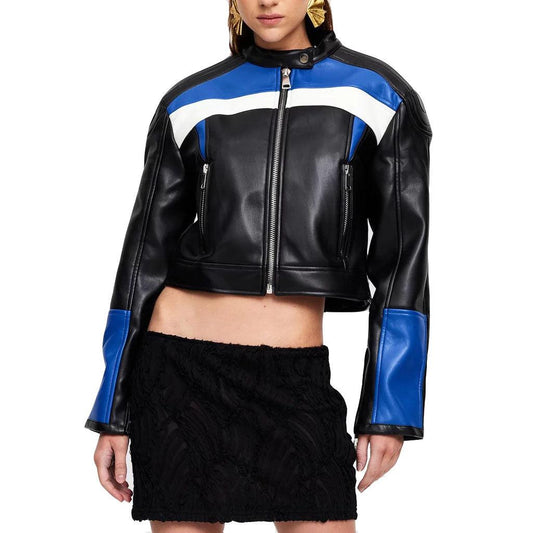 Colorblock Street Style Biker Jacket For Women - Image #1