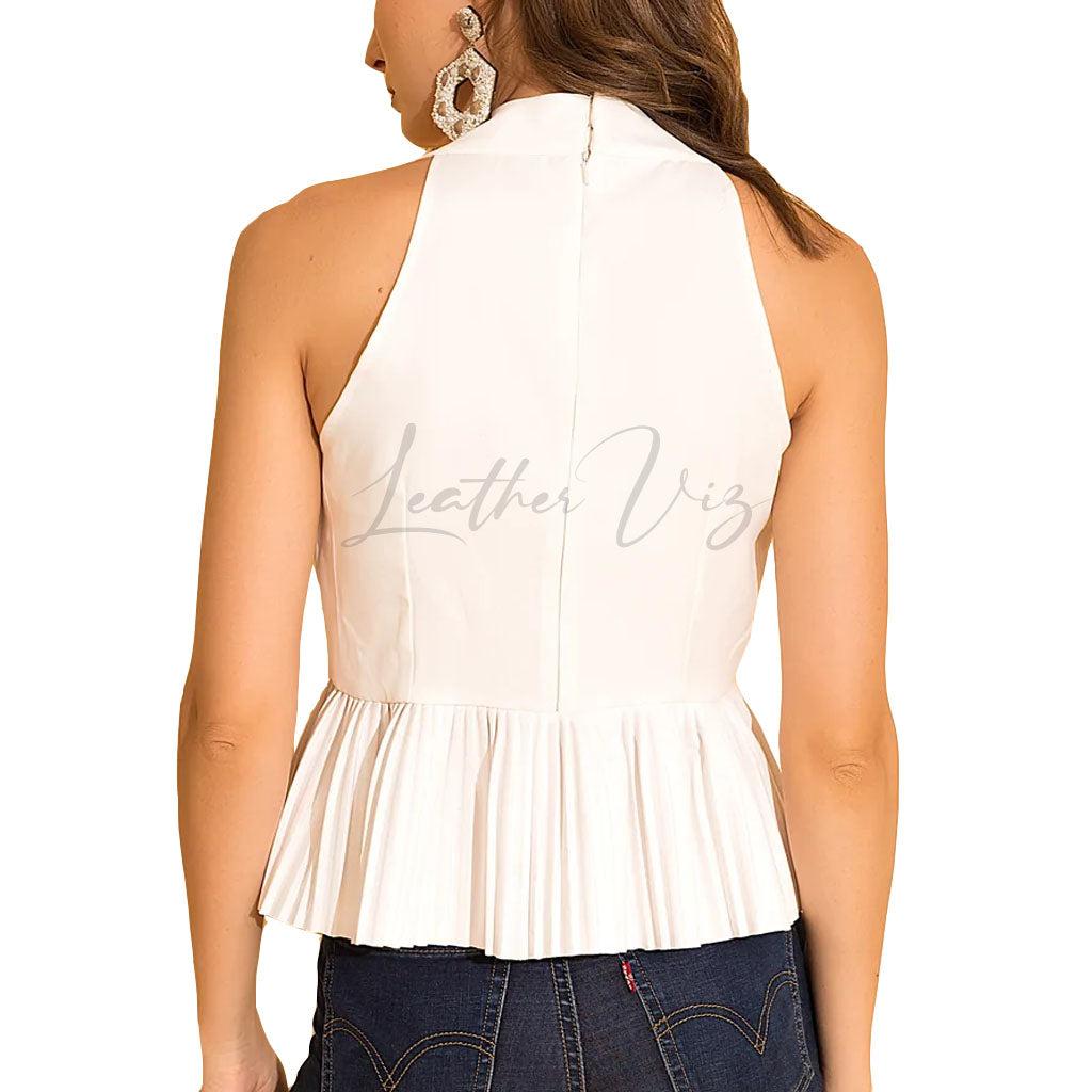VALENTINE'S DAY SPECIAL WHITE PUPLEM LEATHER TOP - Image #2