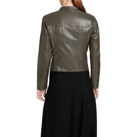 Leatherviz  Women Leather Jacket In Olive - Image #2