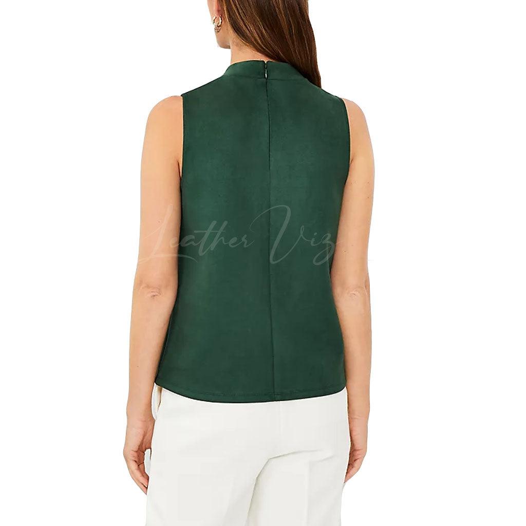 MINIMAL STYLE GREEN SUEDE LEATHER TOP - Image #2